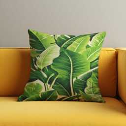 Tropical Banana Leaf Cushion Cover, Bold Green Botanical Throw Pillow Case, Jungle Vibes Home Decor, Lush Nature Living Room Decor - thumbnail 2