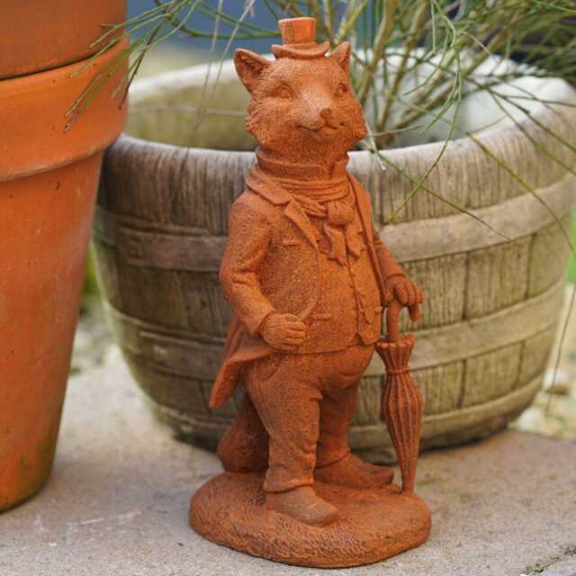 Cast Iron Mr Fox Garden Sculpture - Outdoor Wind in The Willows Statue Ornament - image 1