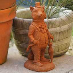 Cast Iron Mr Fox Garden Sculpture - Outdoor Wind in The Willows Statue Ornament