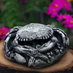 Outdoor Crab Sculpture Concrete Figurine Stone Animal Statue Garden Water Ornament Front Door Decoration Handmade Art Gift - thumbnail 1