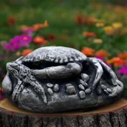 Outdoor Crab Sculpture Concrete Figurine Stone Animal Statue Garden Water Ornament Front Door Decoration Handmade Art Gift - thumbnail 4