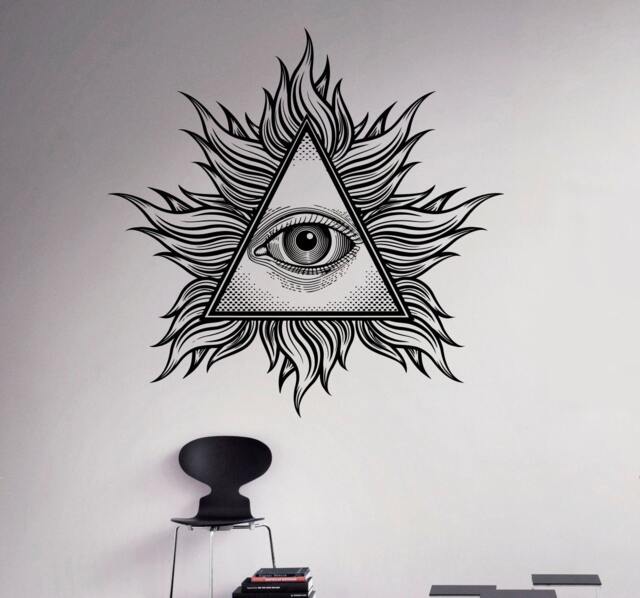 All Seeing Eye Wall Vinyl Decal Illuminati Sigh Pyramid Sticker Decor Living Room Murals Housewares Design 15(Isn - image 1