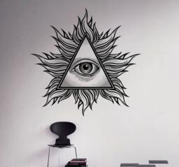 All Seeing Eye Wall Vinyl Decal Illuminati Sigh Pyramid Sticker Decor Living Room Murals Housewares Design 15(Isn - thumbnail 1