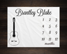 Guitar Milestone Blanket Month Baby Growth Tracker Soft Fleece Shower Newborn Gift Music Watch Me Grow - thumbnail 1