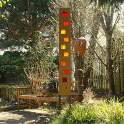 Garden Sculpture Made Of Wood & Glass. A Unique, Handmade, Weatherproof Garden Decoration - thumbnail 2