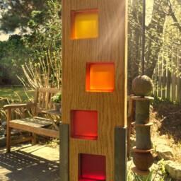 Garden Sculpture Made Of Wood & Glass. A Unique, Handmade, Weatherproof Garden Decoration - thumbnail 4