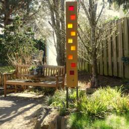 Garden Sculpture Made Of Wood & Glass. A Unique, Handmade, Weatherproof Garden Decoration - thumbnail 3
