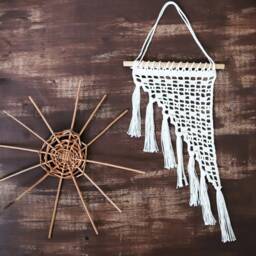 Crochet Lace Wall Hanging Boho Tassel Home Decor - thumbnail 4