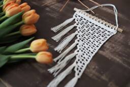 Crochet Lace Wall Hanging Boho Tassel Home Decor - thumbnail 1