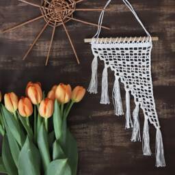 Crochet Lace Wall Hanging Boho Tassel Home Decor - thumbnail 3