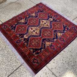 Handmade Afghan Wool Rug Tribal Oriental Square Carpet - 4.7 X 4.4 Ft - thumbnail 4