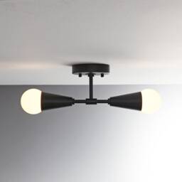 2 Light Black Cone Wall Sconce Mid Century Modern & Ceiling - Minimalist Edison Lamp For Hallway & Bathroom Vanity Vicky - thumbnail 3