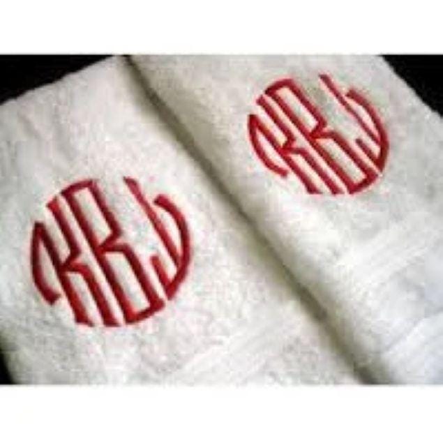 Monogrammed Hand Towel Set Embroidered Guest Bath Towels - image 1