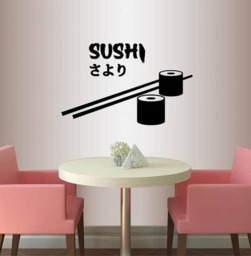 In-Style Decals Wall Vinyl Decal Home Decor Art Sticker Sushi Sign Japanese Food Restaurant Shop Business Stylish Mural Removable Design 465 - thumbnail 1