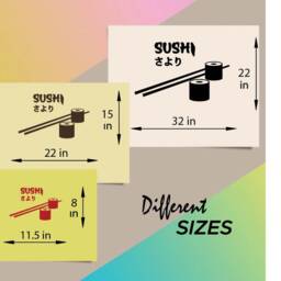 In-Style Decals Wall Vinyl Decal Home Decor Art Sticker Sushi Sign Japanese Food Restaurant Shop Business Stylish Mural Removable Design 465 - thumbnail 2