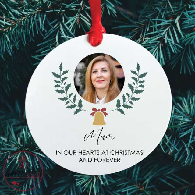 Memorial Photo Christmas Bauble - Memory Tree Decoration Keepsake in Our Hearts At - image 1