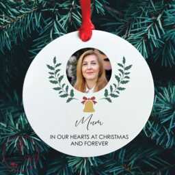 Memorial Photo Christmas Bauble - Memory Tree Decoration Keepsake in Our Hearts At - thumbnail 1