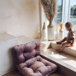 Pink Velvet Floor Cushion Cozy Reading Nook Pillow - thumbnail 2