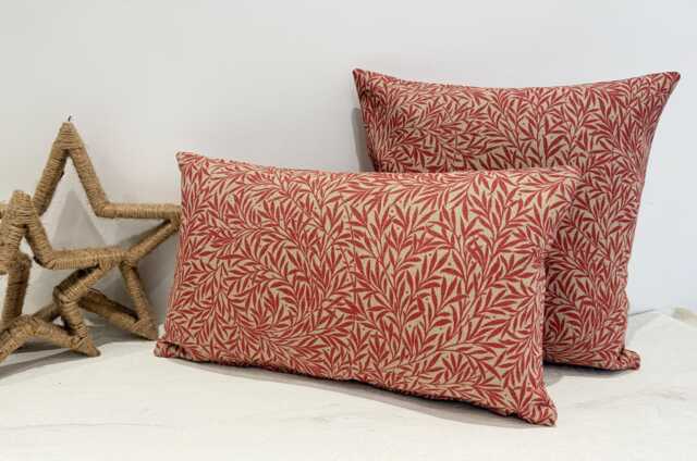 William Morris Willow Bough Crimson Red Linen Blend Fabric 16 - image 1