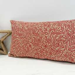 William Morris Willow Bough Crimson Red Linen Blend Fabric 16 - thumbnail 3