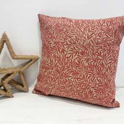 William Morris Willow Bough Crimson Red Linen Blend Fabric 16 - thumbnail 2