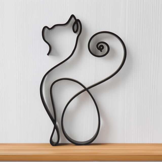 Cat Outline Sculpture Desk Shelf Art - Minimalist Modern Display Decor - image 1