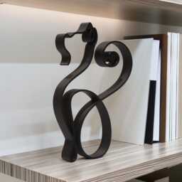 Cat Outline Sculpture Desk Shelf Art - Minimalist Modern Display Decor - thumbnail 2