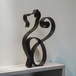 Cat Outline Sculpture Desk Shelf Art - Minimalist Modern Display Decor - thumbnail 4