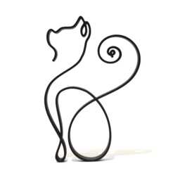 Cat Outline Sculpture Desk Shelf Art - Minimalist Modern Display Decor - thumbnail 3