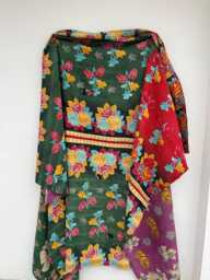 Handmade Block Print Kantha Quilt Vintage Patchwork Reversible Cotton Bedspread - thumbnail 1