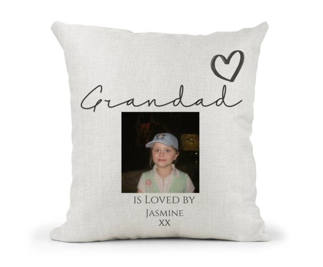 Personalised Grandad Grandpa Any Name Photo Cream Canvas Cushion, Scatter Home Decor - image 1