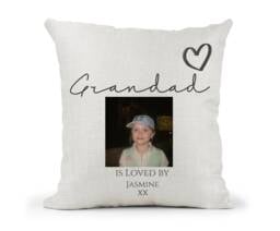 Personalised Grandad Grandpa Any Name Photo Cream Canvas Cushion, Scatter Home Decor - thumbnail 1