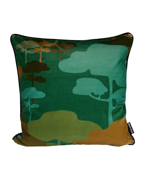Japanese Cloud Tree Velvet Cushion - Teal + Turquoise - image 1