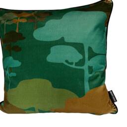 Japanese Cloud Tree Velvet Cushion - Teal + Turquoise - thumbnail 2