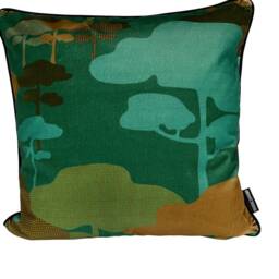 Japanese Cloud Tree Velvet Cushion - Teal + Turquoise - thumbnail 4