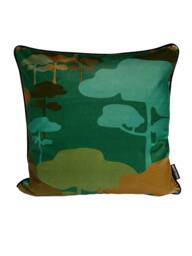 Japanese Cloud Tree Velvet Cushion - Teal + Turquoise - thumbnail 1