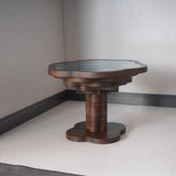 Natural Walnut Coffee Table With Smoked Glass Top - Daisy Model - thumbnail 4