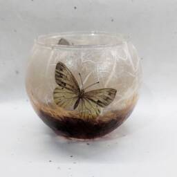 Brown Butterflies Glass Bowl Tealight Holder, Butterfly Candle Home Decor, Gift Boxed - thumbnail 3