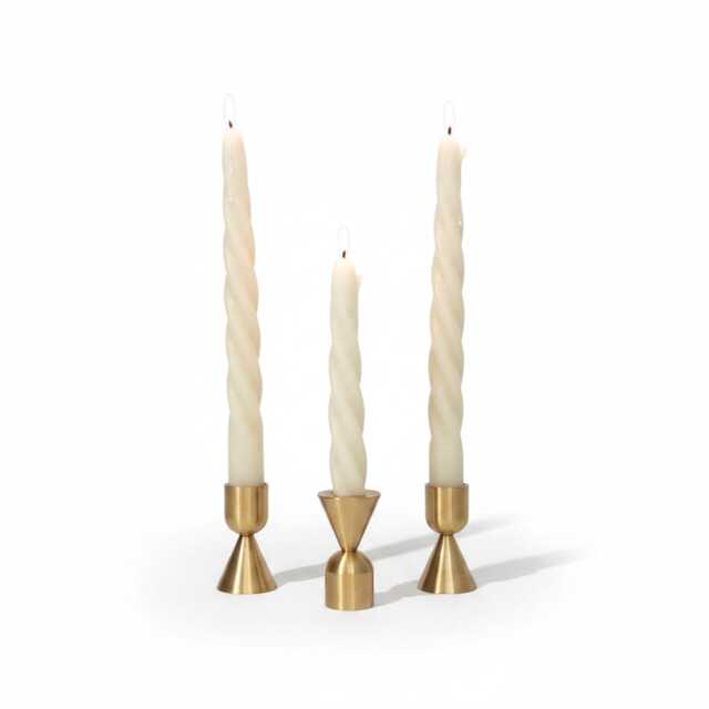 Reversible Brass Taper Candle Holder - Modern Metal Table Accent Wedding & Event Decor - image 1