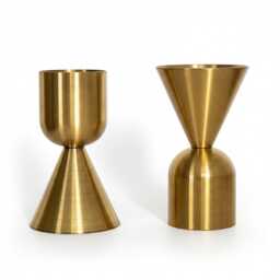 Reversible Brass Taper Candle Holder - Modern Metal Table Accent Wedding & Event Decor - thumbnail 3