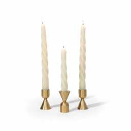 Reversible Brass Taper Candle Holder - Modern Metal Table Accent Wedding & Event Decor