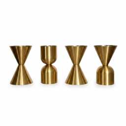 Reversible Brass Taper Candle Holder - Modern Metal Table Accent Wedding & Event Decor - thumbnail 4