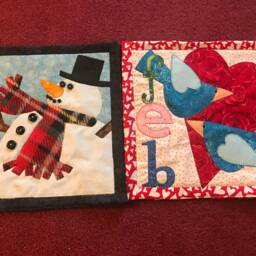 Set Of 12 Calendar Quilts Custom Mini Applique' Hanging For Front Door 11.5 X Inch Decor Holiday Door, Wall, Room Decorations - thumbnail 3