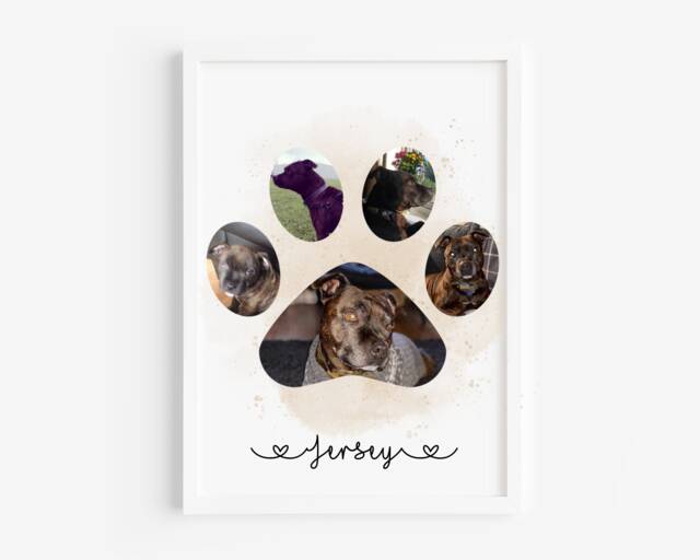 Dog Photo Collage Print, Personalised & Owner Print, Dog Portrait, Dog Memorial Pet Gift - image 1