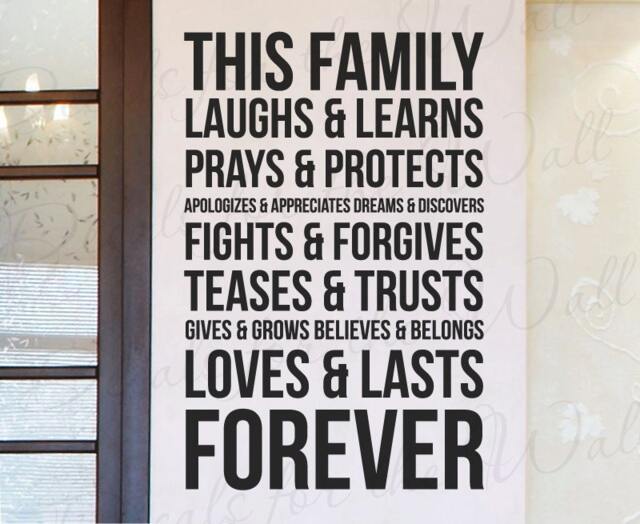 This Family Laughs & Learns Loves Lasts Forever Home Love Wall Decal Vinyl Quote Sticker Art Lettering Decor Saying A65 - image 1