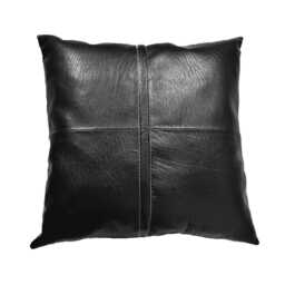 Handmade Black Leather Cushion Cover With Pockets 18x18 Throw Pillow Case - thumbnail 4