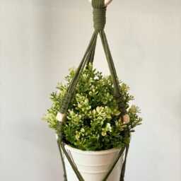 Macrame Plant Hanger No Tassel, Small Pots Holder, Succulent & Herb Wall Basket Tail, Modern Hanging Planter - Pots Not Included - thumbnail 2