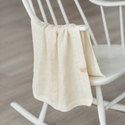 Handmade White Merino Wool Knit Baby Blanket Newborn Gift - thumbnail 2