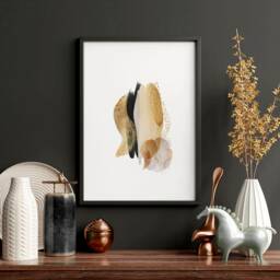 Mid Century Mode Set Of 3 Framed Wall Art Prints For A Minimal Office Desk Decor, Large Contemporary Abstract Painting Gallery - thumbnail 2