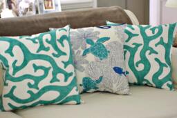 Beach House Decor Coral Reef 18x18 Throw Pillow - Pick Fabric Color - thumbnail 1